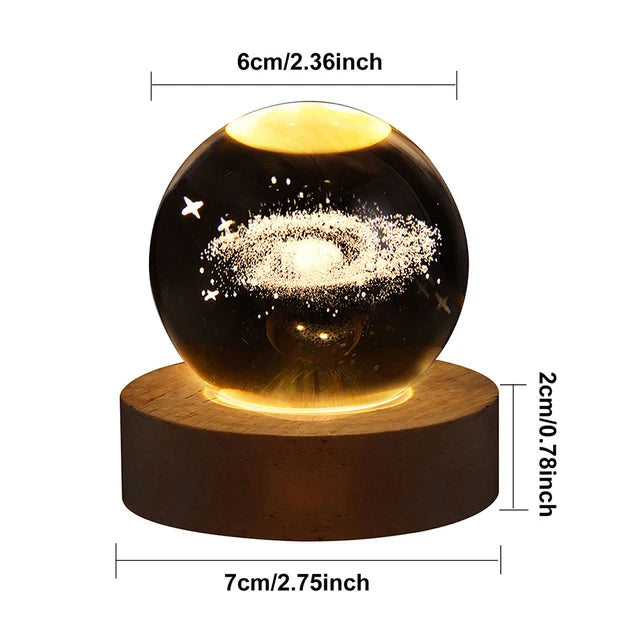 Crystal Ball Night Lights | 3D Planet Galaxy Astronaut Moon Lamp | USB Atmosphere Table Lamp | Kid Gifts Tabletop Decorations