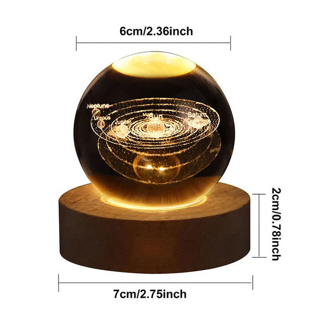Crystal Ball Night Lights | 3D Planet Galaxy Astronaut Moon Lamp | USB Atmosphere Table Lamp | Kid Gifts Tabletop Decorations