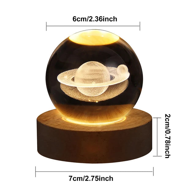 Crystal Ball Night Lights | 3D Planet Galaxy Astronaut Moon Lamp | USB Atmosphere Table Lamp | Kid Gifts Tabletop Decorations
