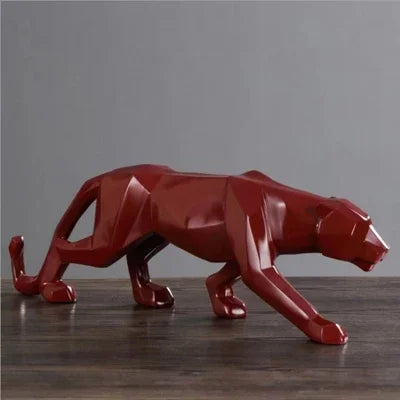 Stylish Panther Statue – Abstract Geometric Resin Leopard Figurine for Chic Home or Office Décor and Unique Craft Display