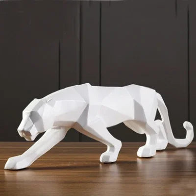 Stylish Panther Statue – Abstract Geometric Resin Leopard Figurine for Chic Home or Office Décor and Unique Craft Display