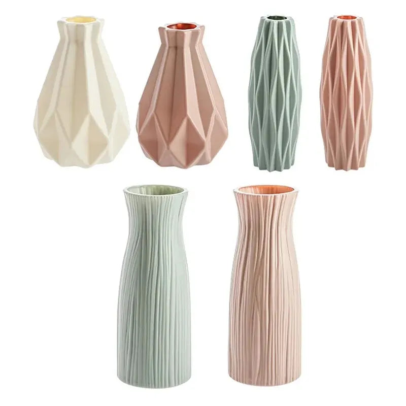 Stylish Nordic Flower Vase - Elegant White, Pink, and Blue Plastic Basket for Home Decor and Floral Arrangements