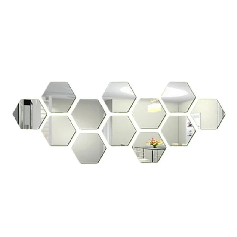 Stunning 3D Hexagon Mirror Wall Stickers in Rose Gold – Perfect for DIY Home Decor! Available in 6 or 12 pcs for Living Room, Bedroom, and Bathroom Makeovers.
