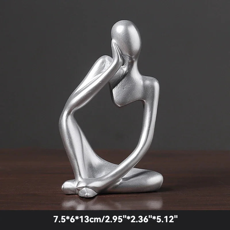 Elegant Sand Color Thinker Abstract Sculpture - Yoga Figurine for Stylish Nordic Home Decor and Desk Accents