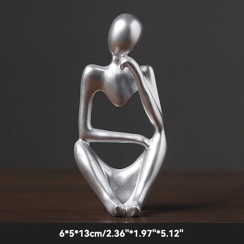 Elegant Sand Color Thinker Abstract Sculpture - Yoga Figurine for Stylish Nordic Home Decor and Desk Accents