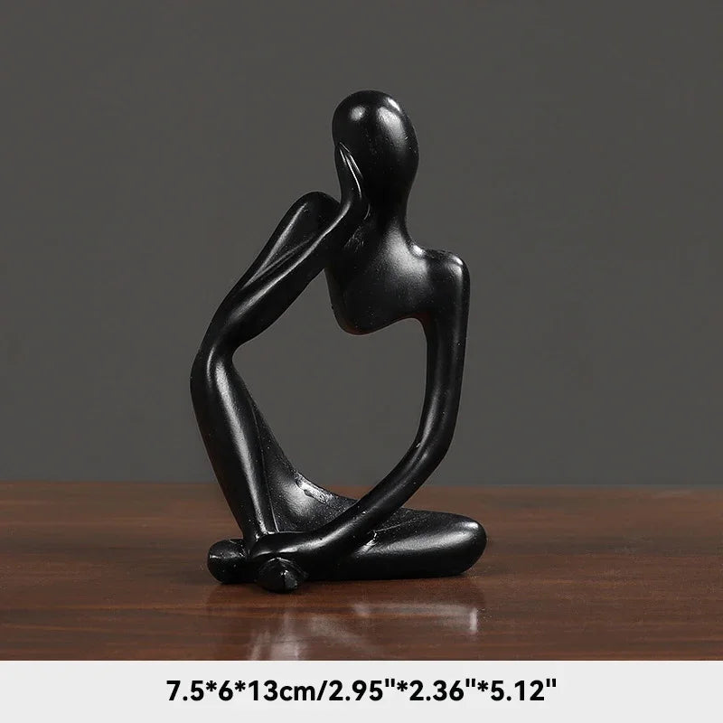 Elegant Sand Color Thinker Abstract Sculpture - Yoga Figurine for Stylish Nordic Home Decor and Desk Accents