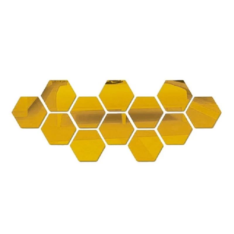 Stunning 3D Hexagon Mirror Wall Stickers in Rose Gold – Perfect for DIY Home Decor! Available in 6 or 12 pcs for Living Room, Bedroom, and Bathroom Makeovers.