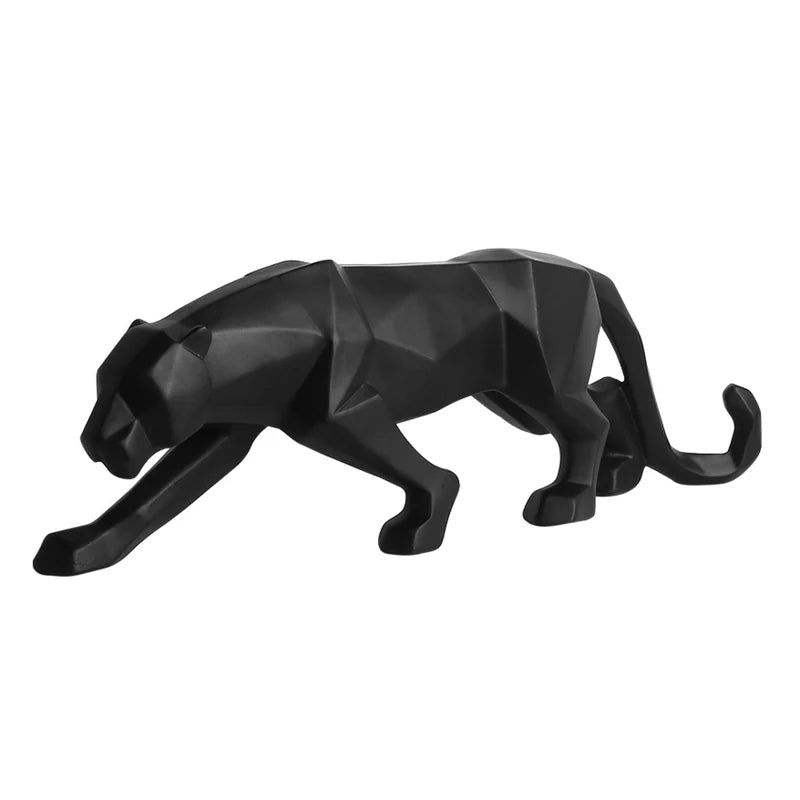 Stylish Panther Statue – Abstract Geometric Resin Leopard Figurine for Chic Home or Office Décor and Unique Craft Display