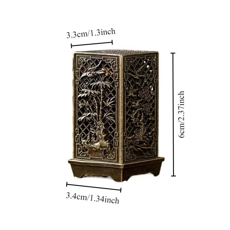 Elegant Square Vertical Incense Burner - Small Xiangyun Alloy Holder for Indoor Aromatherapy and Home Décor, Inspired by Traditional Chinese Plum Incense Burners