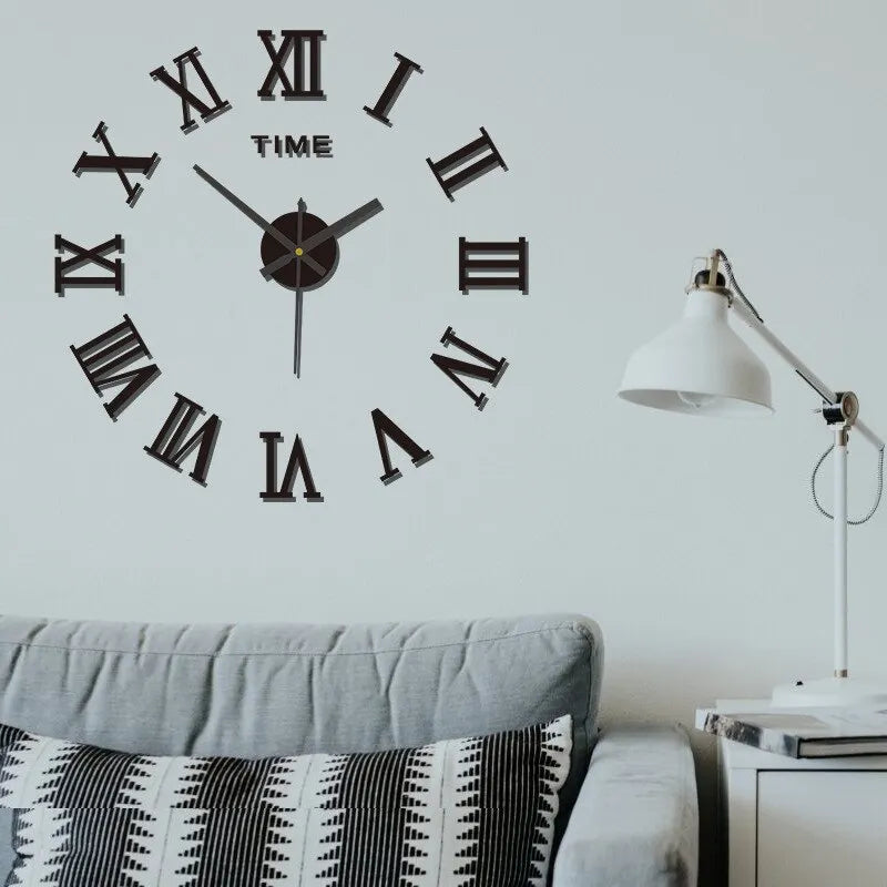 Stylish 3D Acrylic Round Wall Clock with Roman Numerals β DIY Mirror Design, Perfect for Any Space!