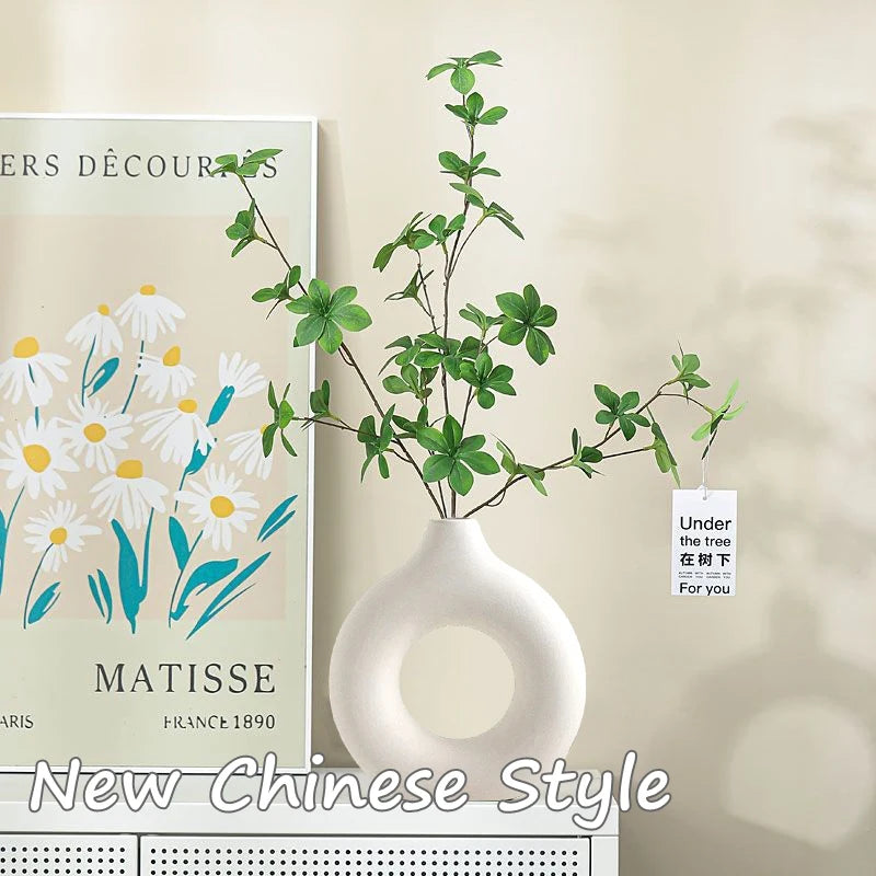 Elegant Pure White Imitation Ceramic Vase - Stylish Donut Design for Single Branch Flower Arranging and Table Decor