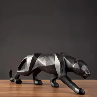 Stylish Panther Statue – Abstract Geometric Resin Leopard Figurine for Chic Home or Office Décor and Unique Craft Display