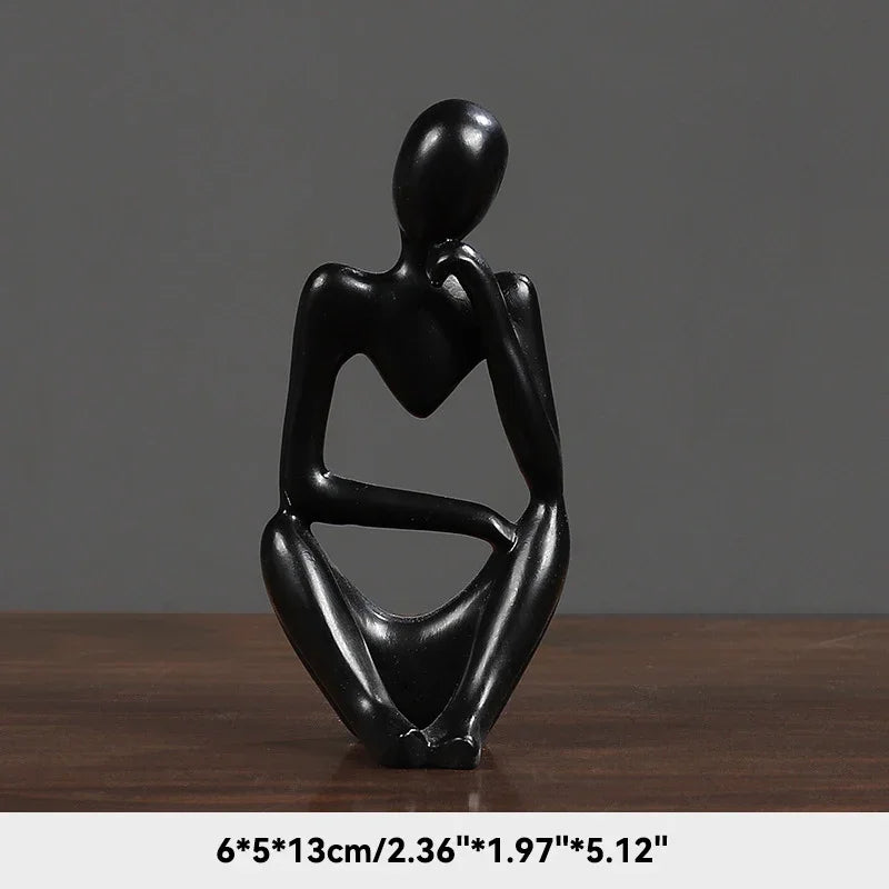 Elegant Sand Color Thinker Abstract Sculpture - Yoga Figurine for Stylish Nordic Home Decor and Desk Accents