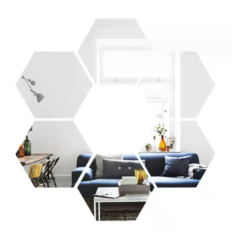 Stunning 3D Hexagon Mirror Wall Stickers in Rose Gold – Perfect for DIY Home Decor! Available in 6 or 12 pcs for Living Room, Bedroom, and Bathroom Makeovers.