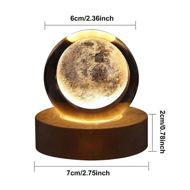 Crystal Ball Night Lights | 3D Planet Galaxy Astronaut Moon Lamp | USB Atmosphere Table Lamp | Kid Gifts Tabletop Decorations
