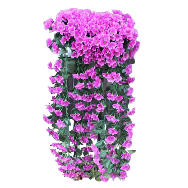 Artificial Violet Hanging Flower Vines – Plastic Fake Flowers Garland for Garden, Wedding, and Home Wall Decoration
