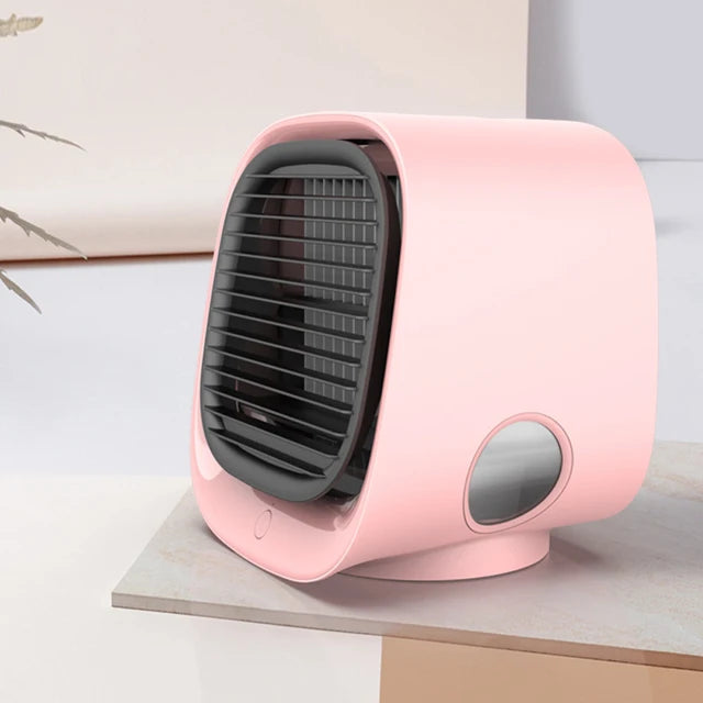 Portable Mini USB Air Conditioner – Air Cooler Fan, Humidifier, Water Cooled, 7-Color Light for Office and Bedroom