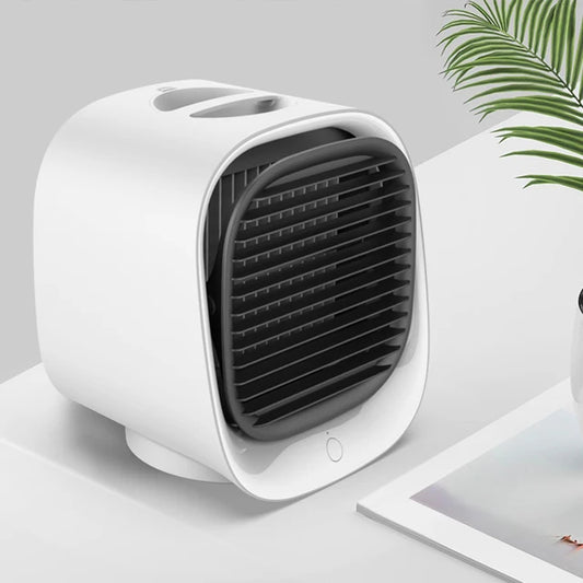 Portable Mini USB Air Conditioner – Air Cooler Fan, Humidifier, Water Cooled, 7-Color Light for Office and Bedroom