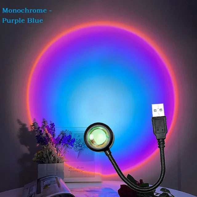 Kerokuru USB Sunset Light - LED Rainbow Projector, Neon Night Light for Photography, Wall Atmosphere Lighting