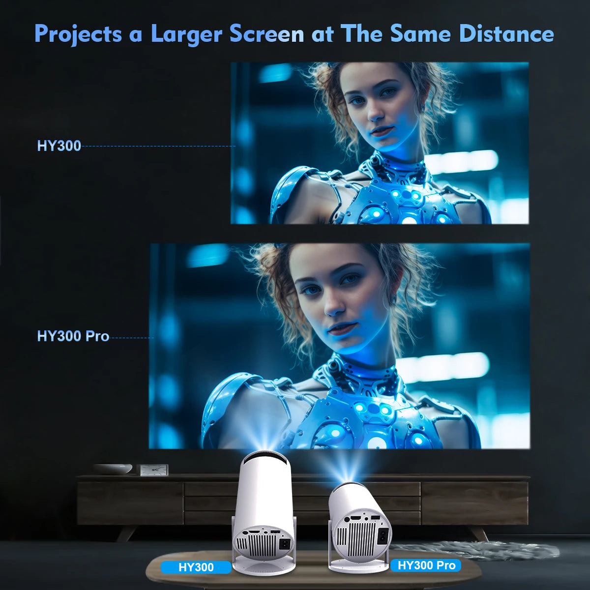 Experience Cinema-quality Entertainment with the Magcubic HY300 Pro 4K Projector - Android 11, Dual WiFi 6, 260 ANSI Lumens, Allwinner H713, Bluetooth 5.0, 1080P & 1280*720P for Home and Outdoor Use!