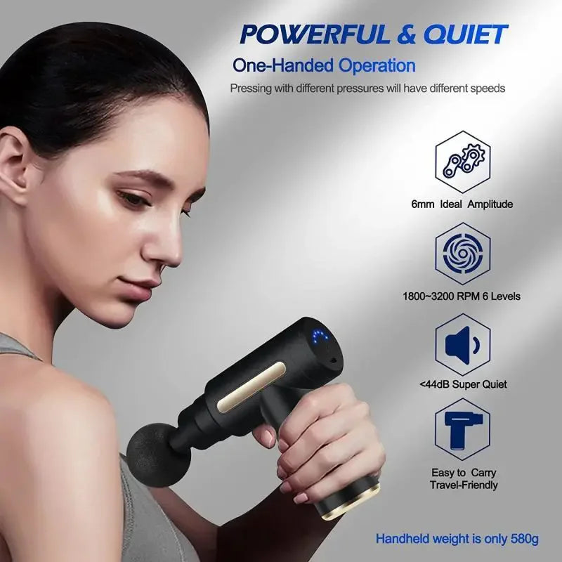 Compact Portable Fascia Gun for Deep Tissue Massage - Lightweight, Adjustable Speed for Complete Body Relaxation