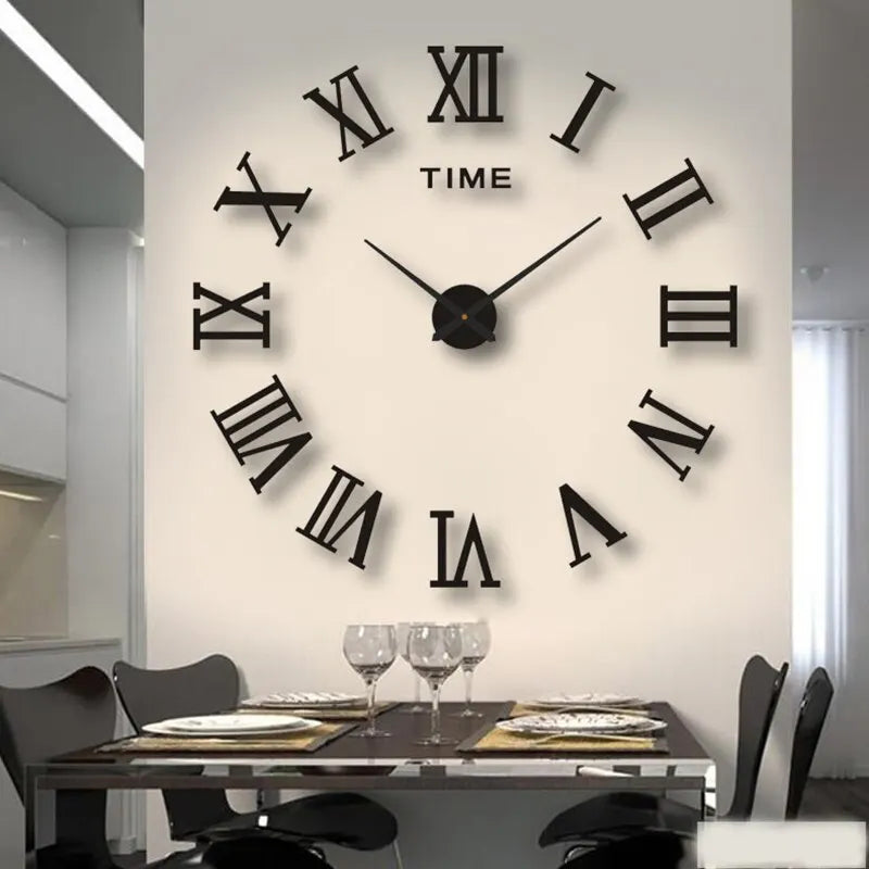 Stylish 3D Acrylic Round Wall Clock with Roman Numerals – DIY Mirror Design, Perfect for Any Space!