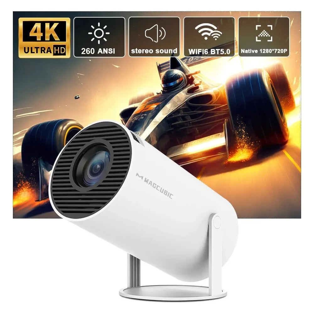 Experience Cinema-quality Entertainment with the Magcubic HY300 Pro 4K Projector - Android 11, Dual WiFi 6, 260 ANSI Lumens, Allwinner H713, Bluetooth 5.0, 1080P & 1280*720P for Home and Outdoor Use!