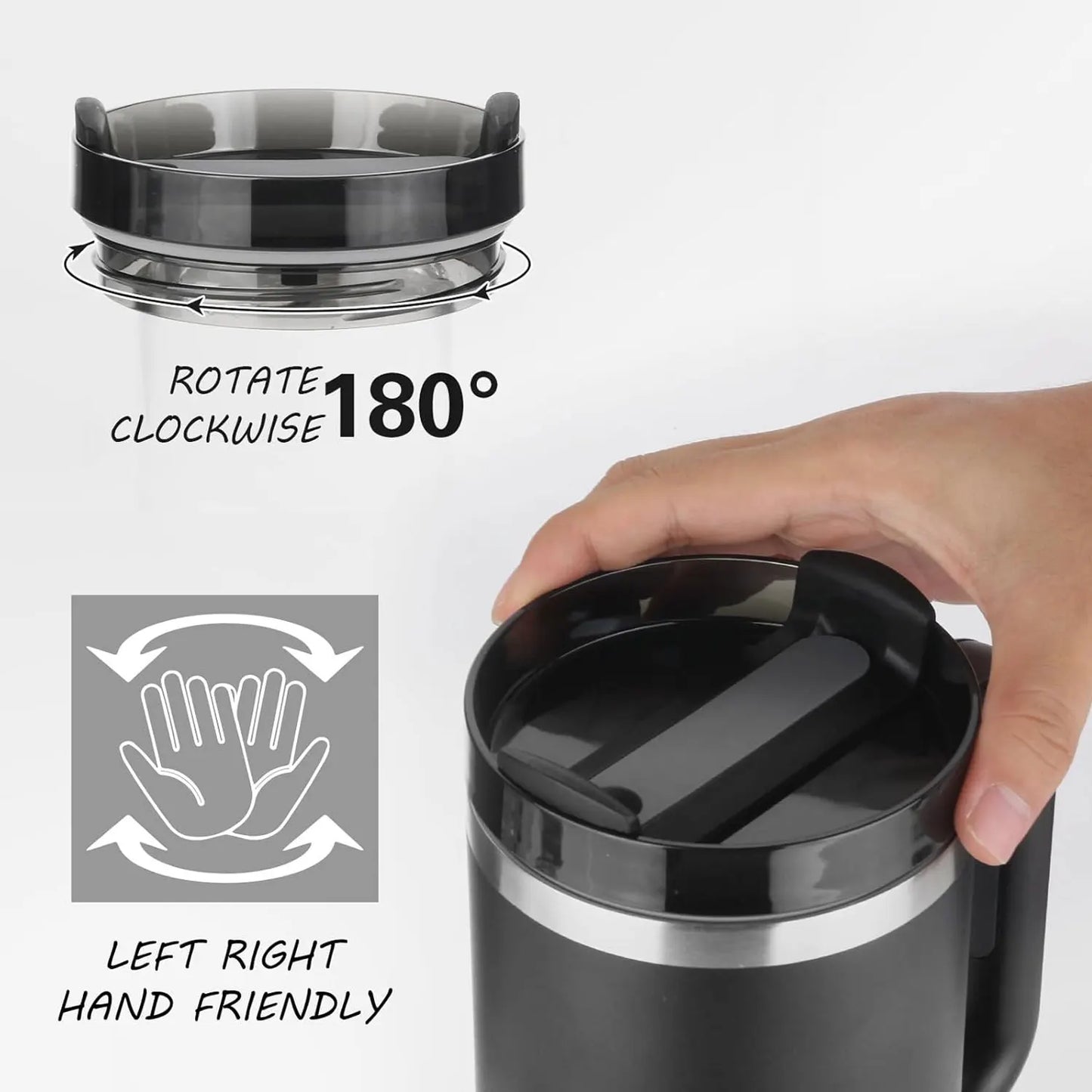 Large 1200 ml Stainless Steel Insulated Mug with Handle - Ideal Thermos Cup for Hot and Cold Drinks with Straws!